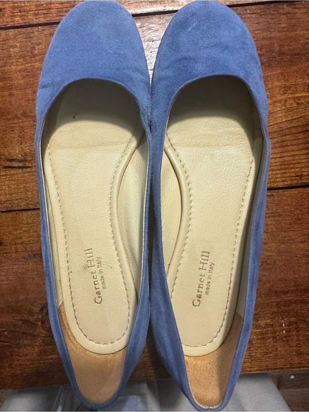 Garnet Hill Dusty Blue Suede Slip-On Ballet Flats made in Italy